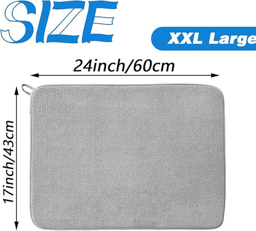 2 Pack Large Dish Drying Mat, 24x17 Inch Absorbent Microfiber Dishes Drainer - Image 2