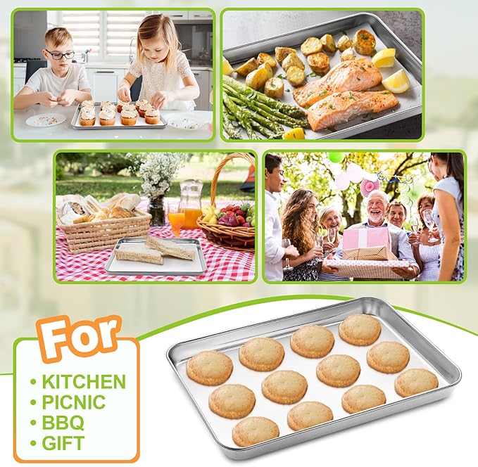 CEKEE 4 Pack Baking Pans Set, Nonstick Stainless Steel Cookie Sheets - Image 4