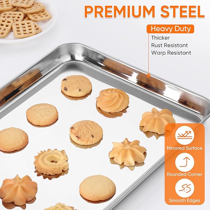 LIANYU Baking Sheet Pans Set of 3, Stainless Steel Cookie Sheets - Image 3