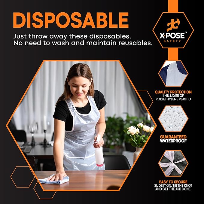 Xpose Safety 5000 White Plastic Disposable Aprons - Image 4