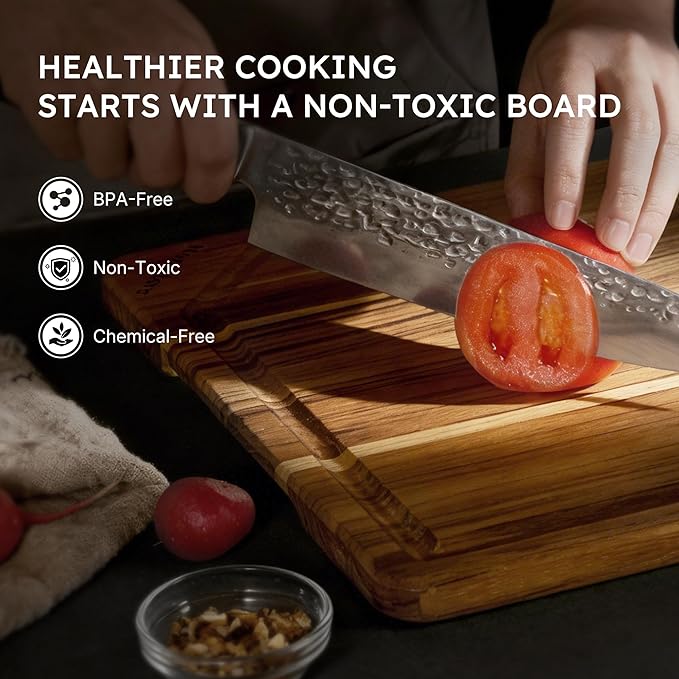 5 Pack Teak Wood Cutting Board Set - Image 7