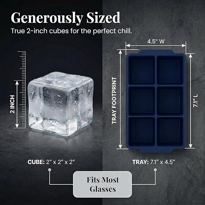 KitchFort Large Silicone Ice Cube Tray, Easy Release 2" Big Ice Cubes - Image 8