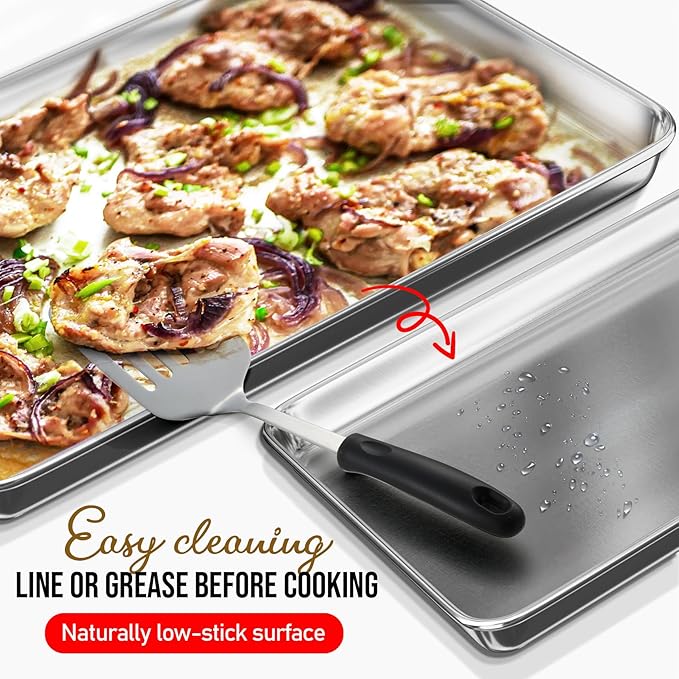 Eatex Aluminum Baking Sheet Set, 2 Pack Cookie Sheet Set, 9x13 Baking Pan Set - Image 4