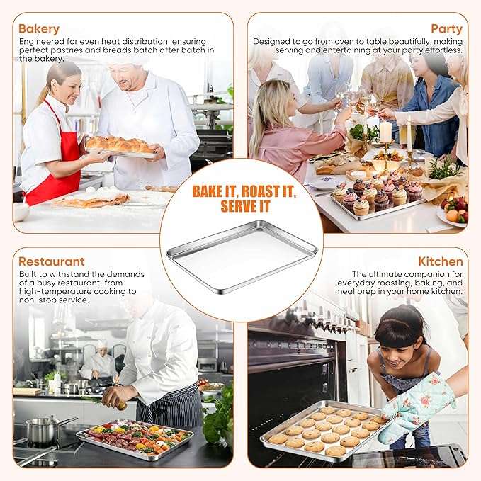 LIANYU 3 Pack Stainless Steel Baking Sheets, Cookie Sheet Pan - Image 7