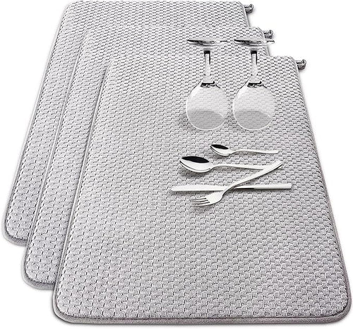 3 Pack Microfiber Dish Drying Mat, 24 x 17 inch Super Absorbent Drying Pad by Baaxxango