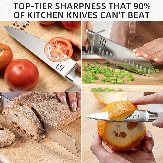 Knife Set, Premium 15 Piece Japanese High Carbon Stainless Steel Knives Set - Image 4