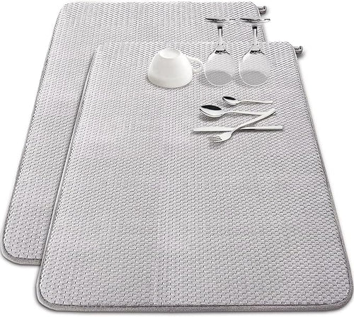 2 Pack Extra Large Microfiber Dish Drying Mat, 30 x 24 Inch Super Absorbent by Baaxxango