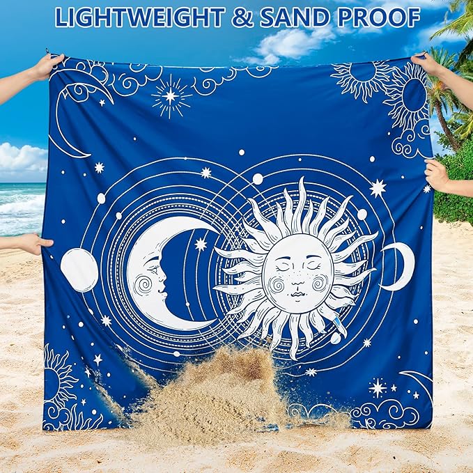 WIWIGO Beach Blanket Waterproof Sandproof Beach Mat 79" X 83"/10'x9'for 2-8 - Image 3