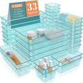 StorMiracle 33 PCS Clear Plastic Drawer Organizers Set, 4 Size Desk Drawer by StorMiracle